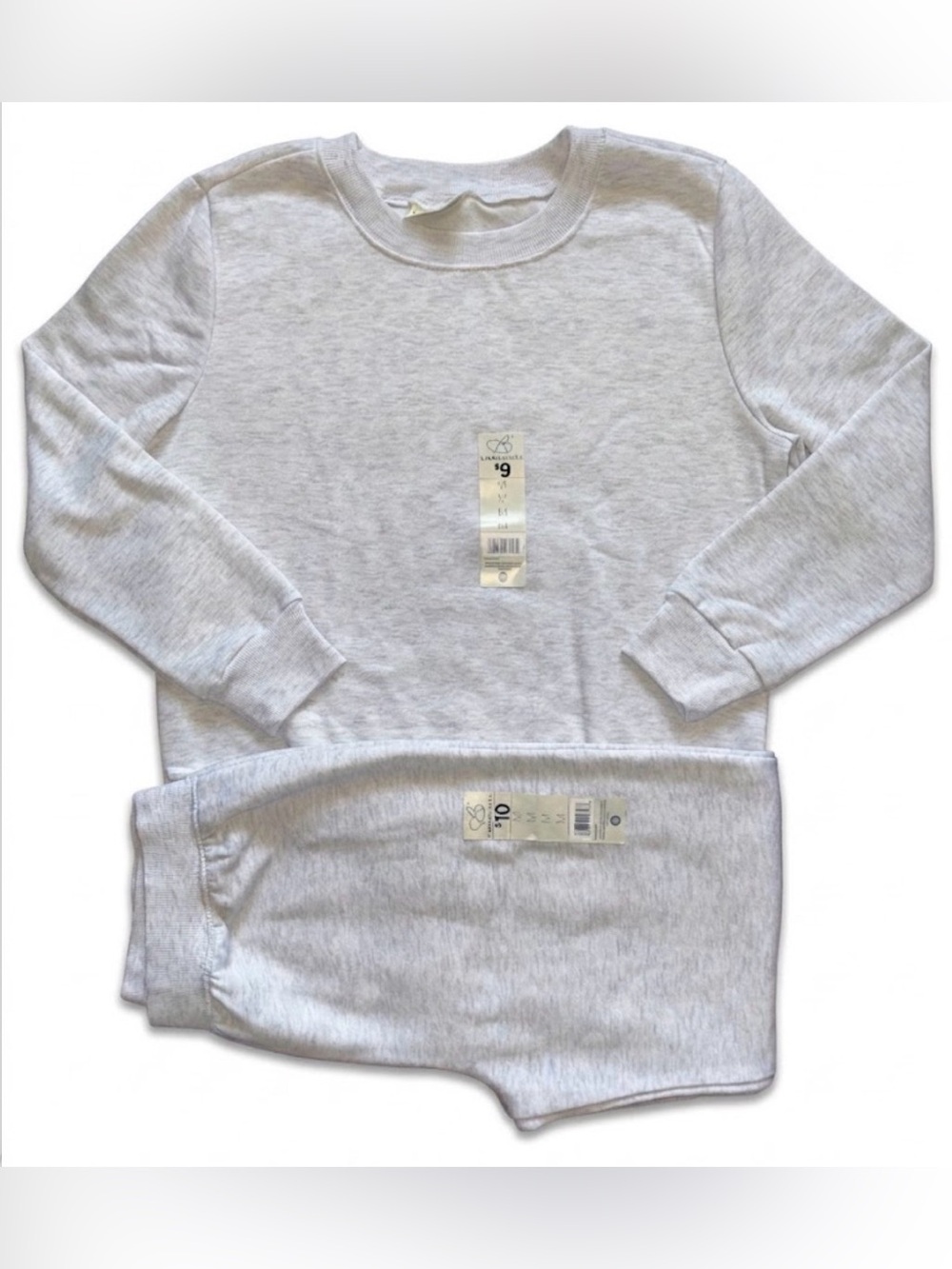 NWT🏷️ Bobbie Brooks Light Heather Gray Crewneck Sweater Set Ladies Medium